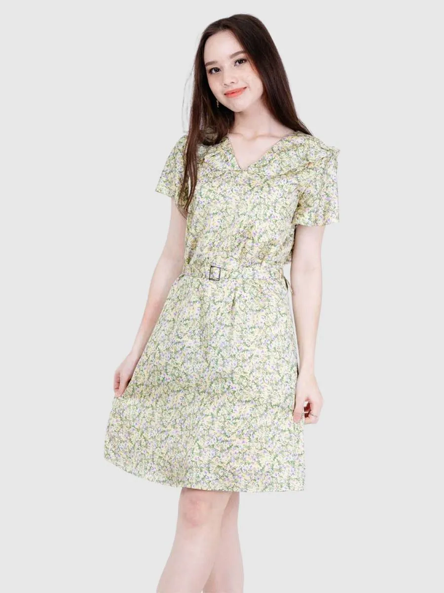 AMILA Women Dress Vintage Yellow