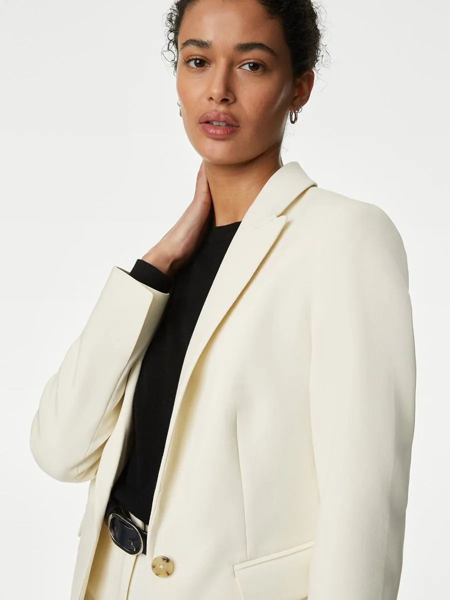 MARKS & SPENCER Women Blazer Tailored Single Breasted Ecru