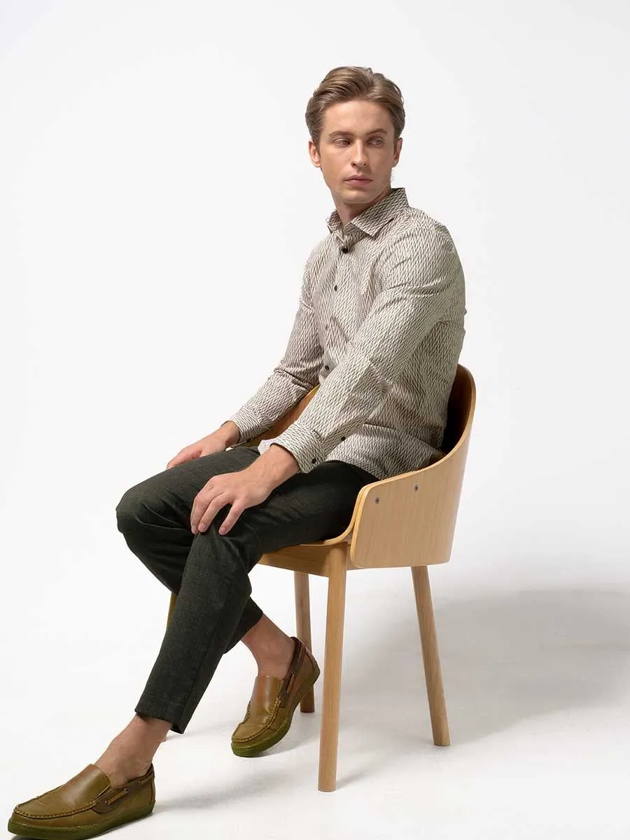 OLYMP MEN SHIRT LONG SLEEVES BUSINESS SHIRT SUPER SLIM  FIT EASY IRON  BROWN