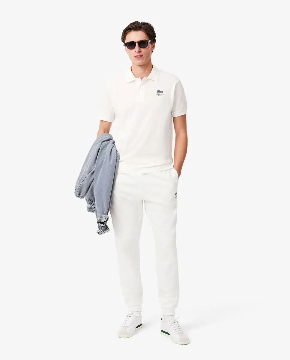 LACOSTE Classic Fit Signature Print L.12.12 Polo Shirt White