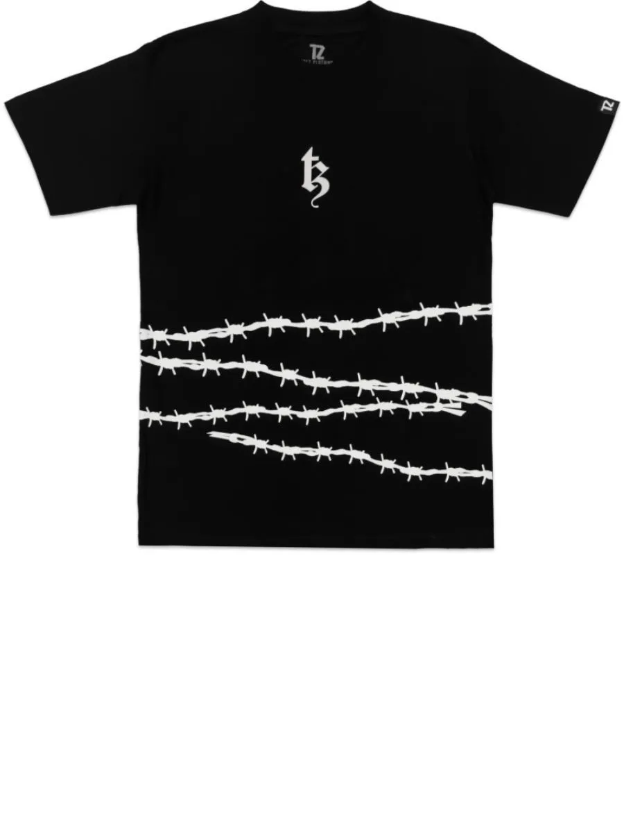 TZ WORLDWIDE MEN T-SHIRT TZ BARBED WIRE SHORT SLEEVE BLACK Size - L