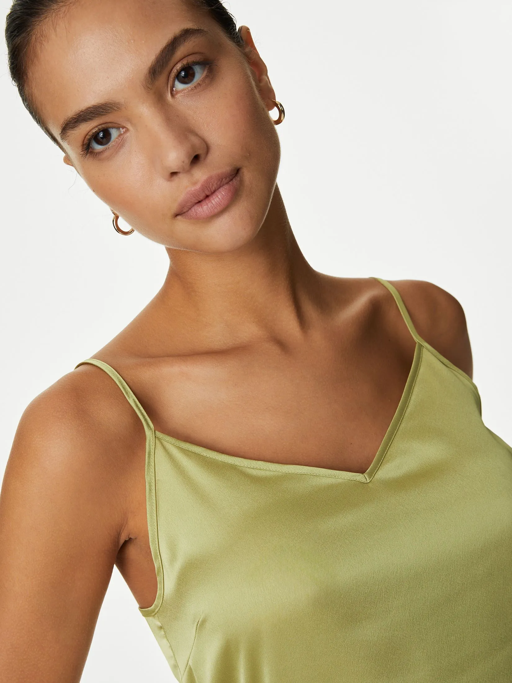 MARKS & SPENCER Women Cami Top Satin Onyx