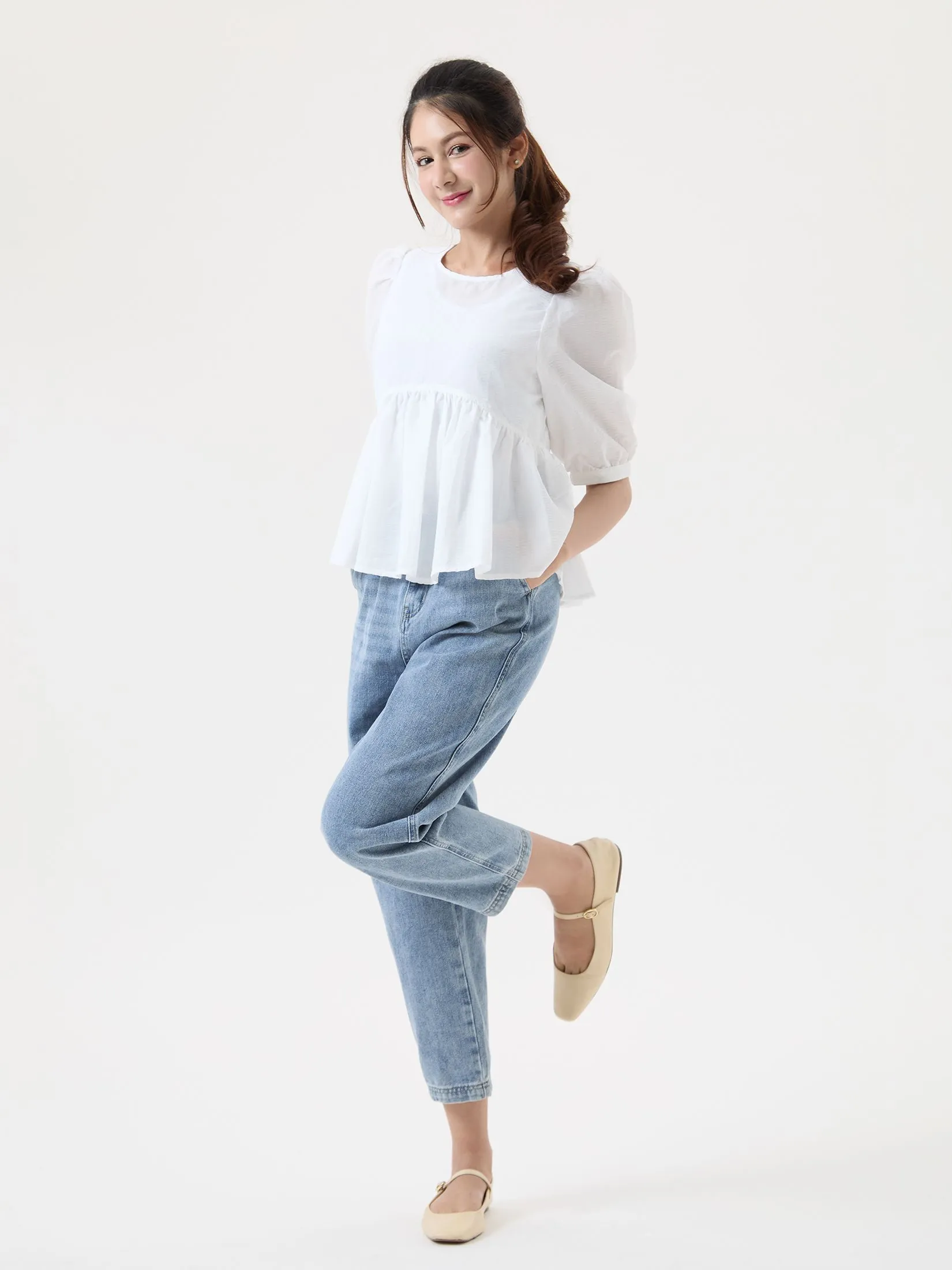 EP Peplum Blouse Woman Off White