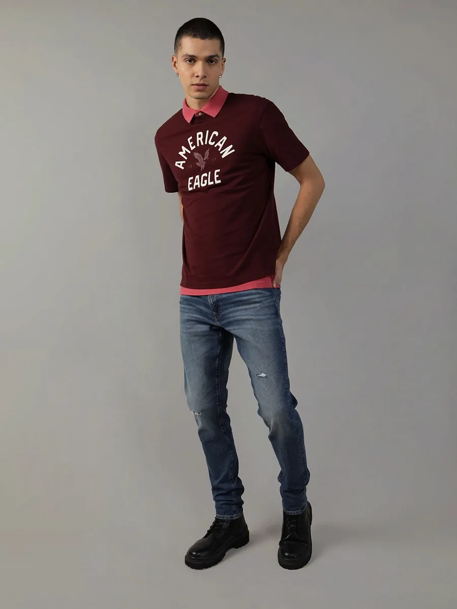 AMERICAN EAGLE MEN G SS SP2 SET IN TEE- PC DYE + SERIOUSLY SOFT WASH 600 RED