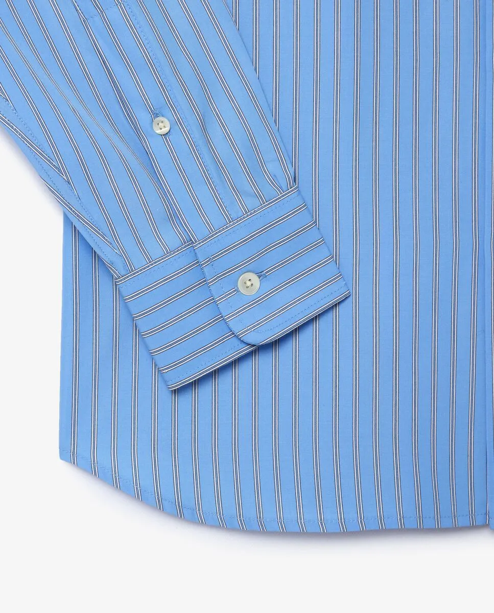 LACOSTE Striped Shirt With Badge Blue