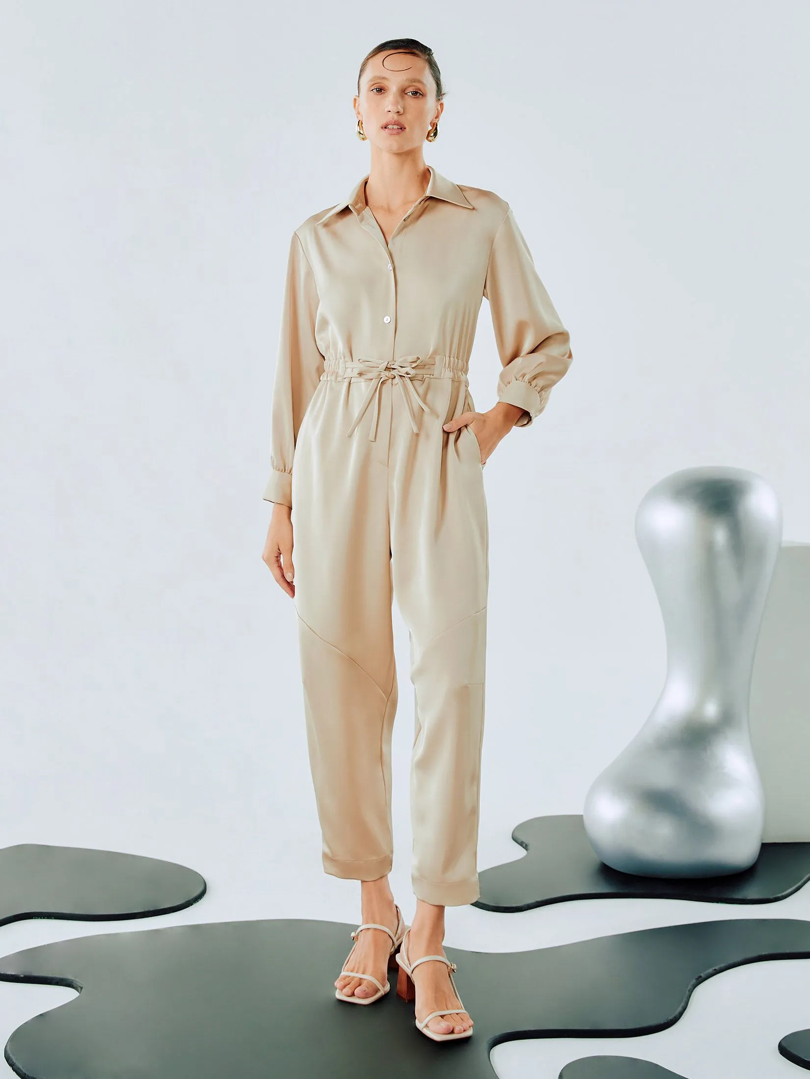 SHAKA Woman Jumpsuit Satin Brown