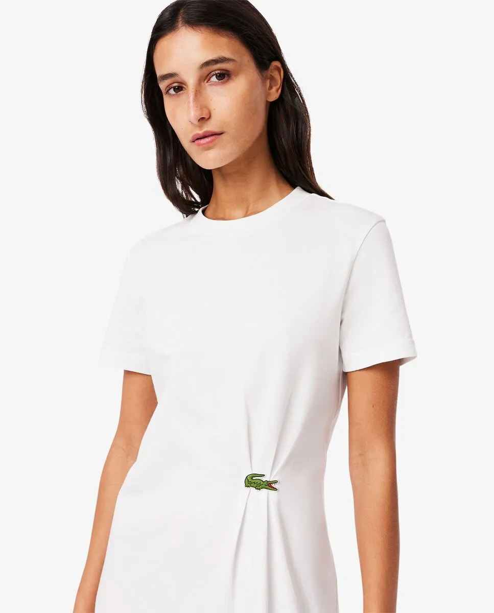 LACOSTE Draped T-Shirt Dress White