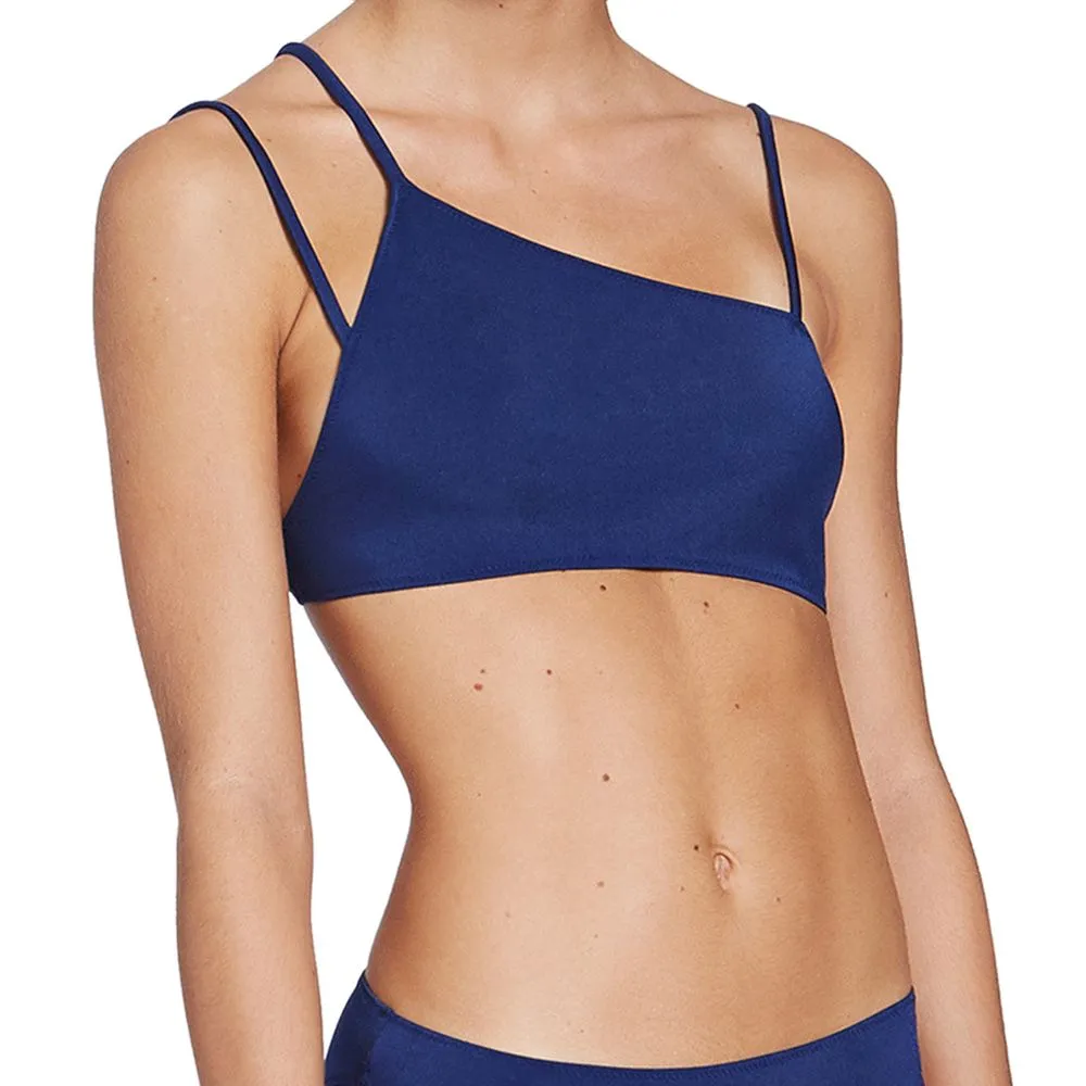 ANGELYS BALEK Blue Free Form One Shoulder Cutout Bikini & High Waist Brief Women Swimsuit