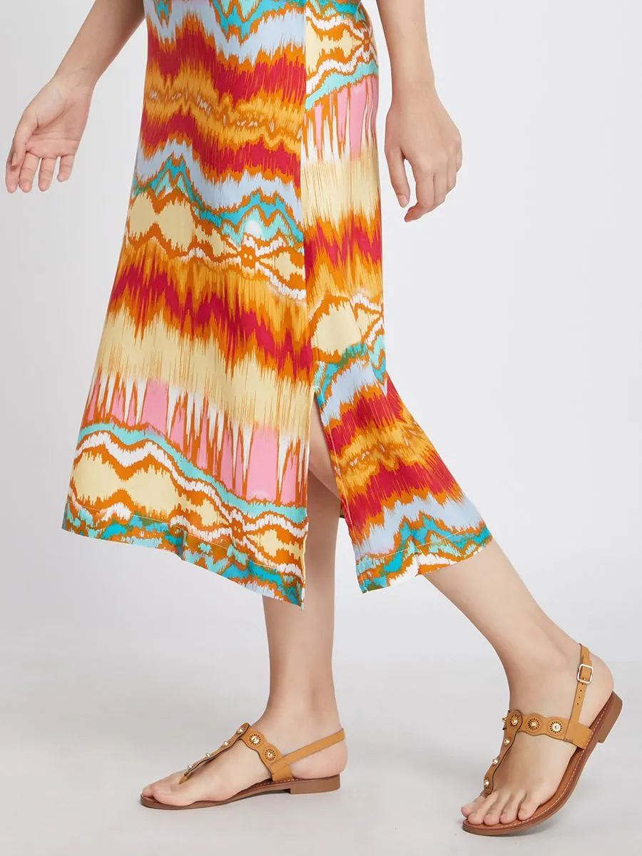 JOURNAL Women Maxi Dress Long Sleeves V Neck Printed