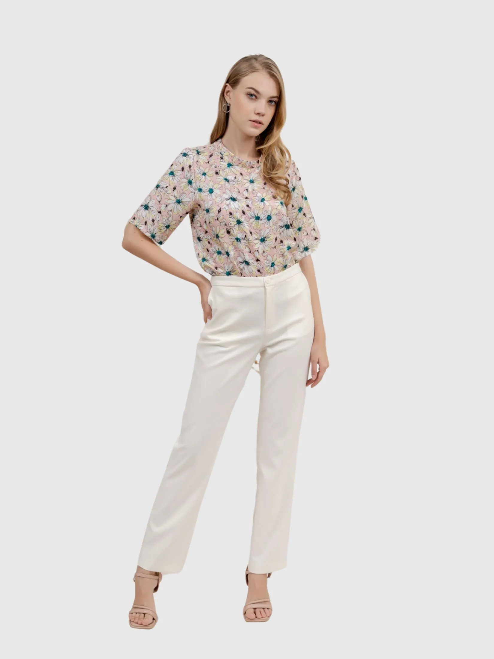 VERONIQA Women Blouse Short Sleeves Como Twill Pink