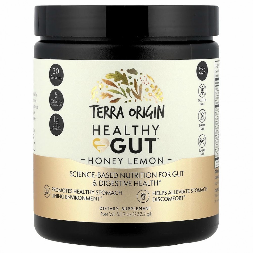 Terra Origin, добавка для здоровья кишечника, с медом и лимоном, 232 г (8,16 унции)