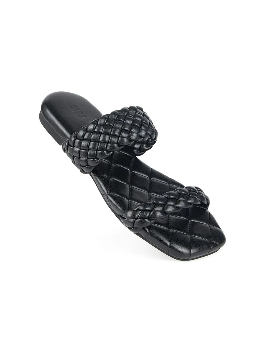 SHU WOMEN  PALETTE SOFT WOVEN SANDALS - BLACK