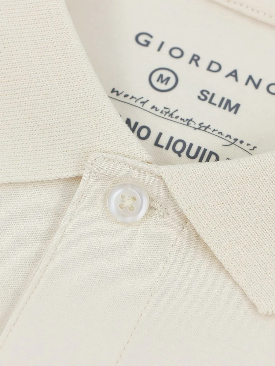 GIORDANO Men's Liquid Touch Polo Whitecap Gray Khaki