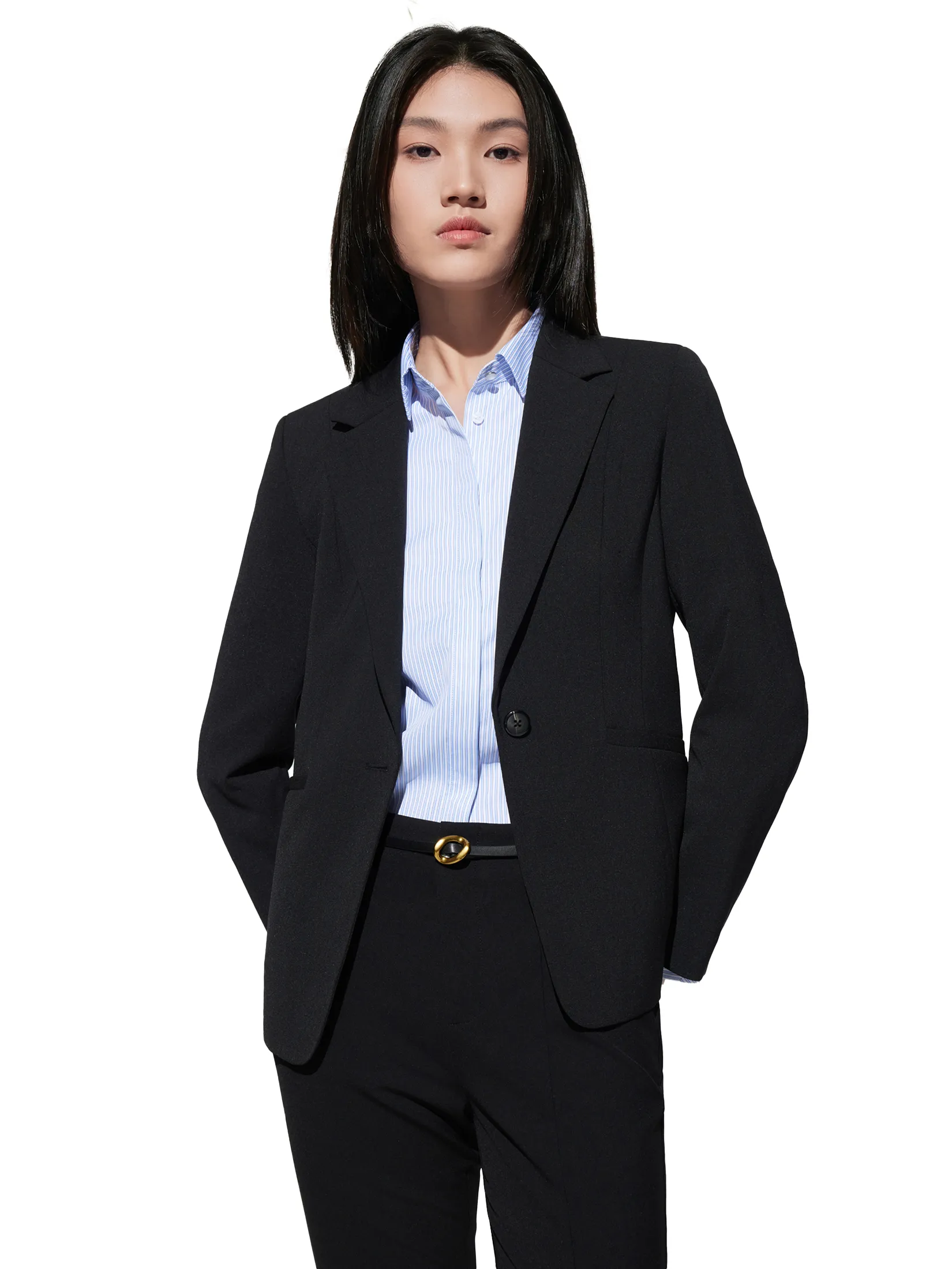 G2000 Women Clothing Cooling Multi-Way Stretch Suit Blazer Slim Fit - Black