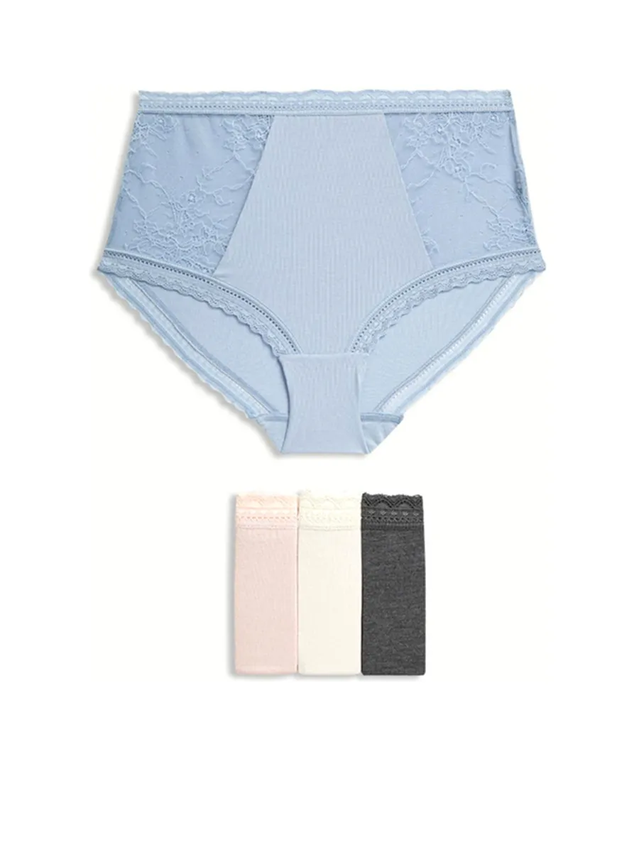 MARKS & SPENCER Women Full Briefs 4pk Modal & Lace Multi-Color