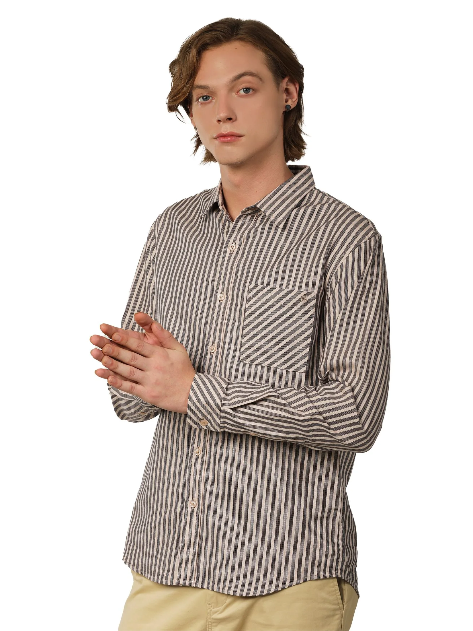 JOHN HENRY Men's Long Sleeves Shirts (Slim Fit) ICONIC AF Brown