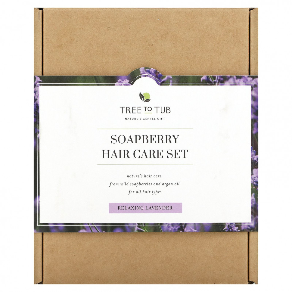 Tree To Tub, Набор для ухода за волосами Soapberry, расслабляющая лаванда, набор из 2 предметов