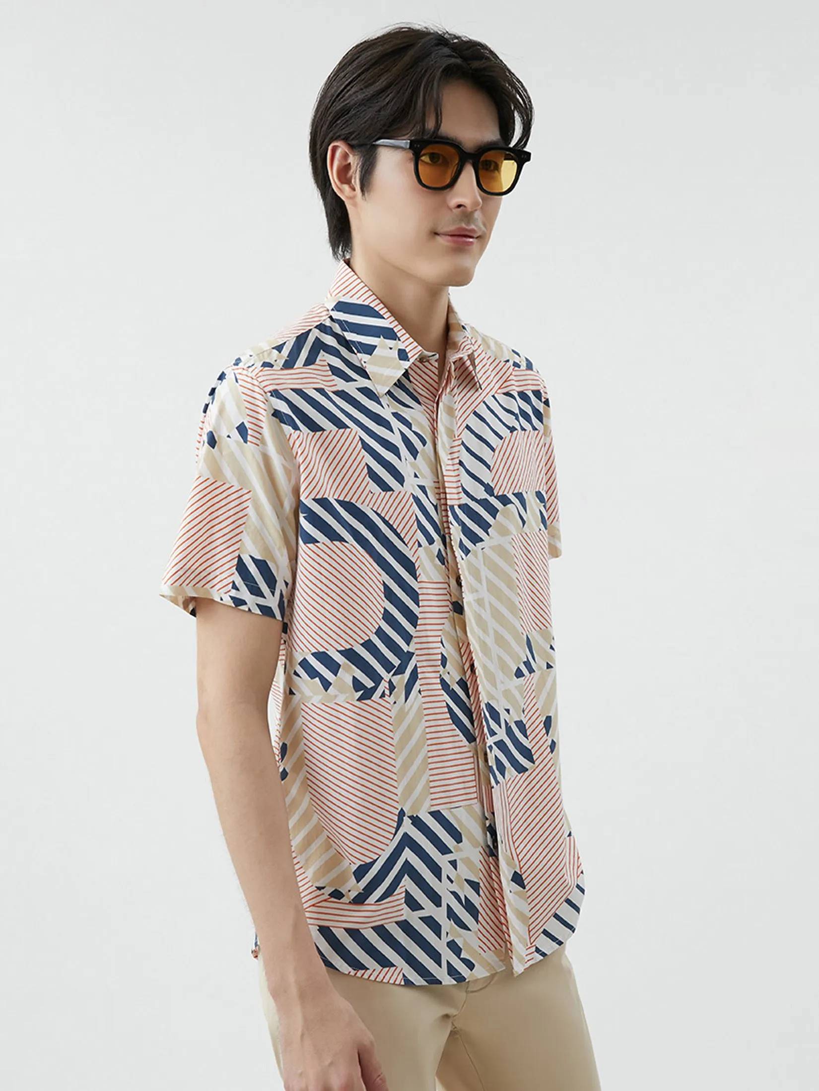 DAPPER DAPPER Logo Contrast Striped Print Shirt Multicolor