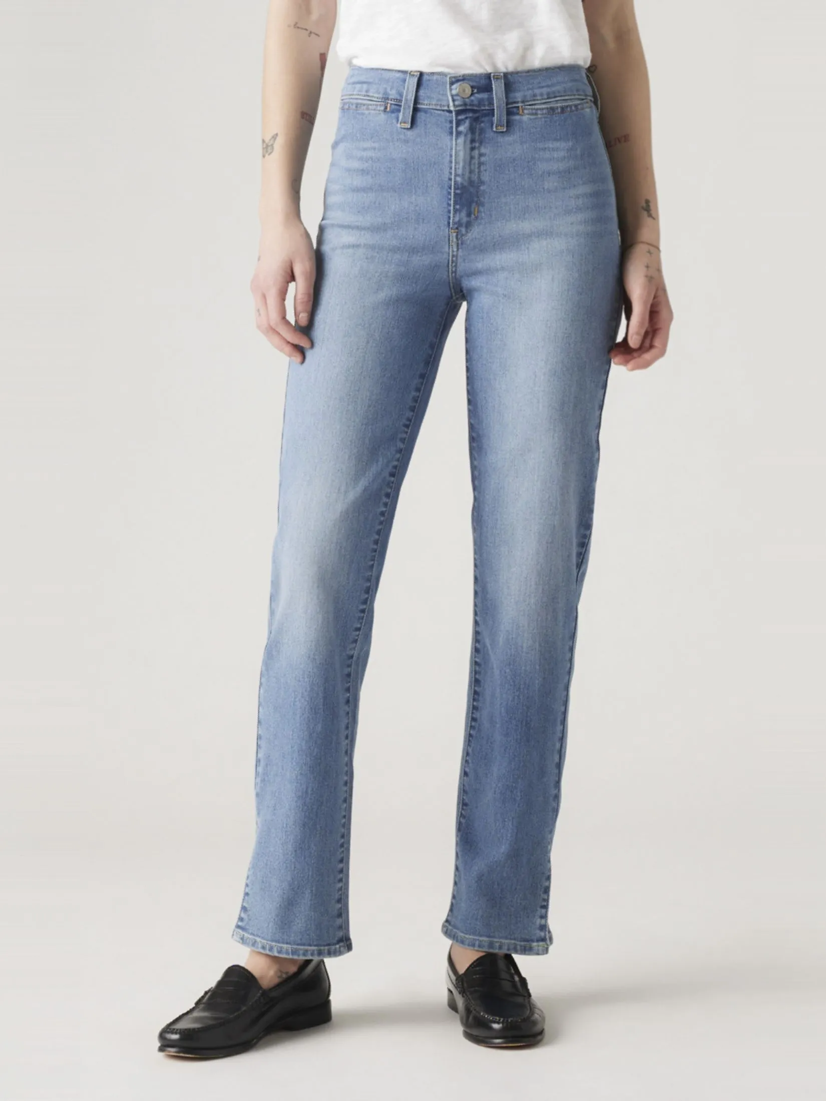 LEVI'S Women's Tailored 724 Straight Jeans Light Blue