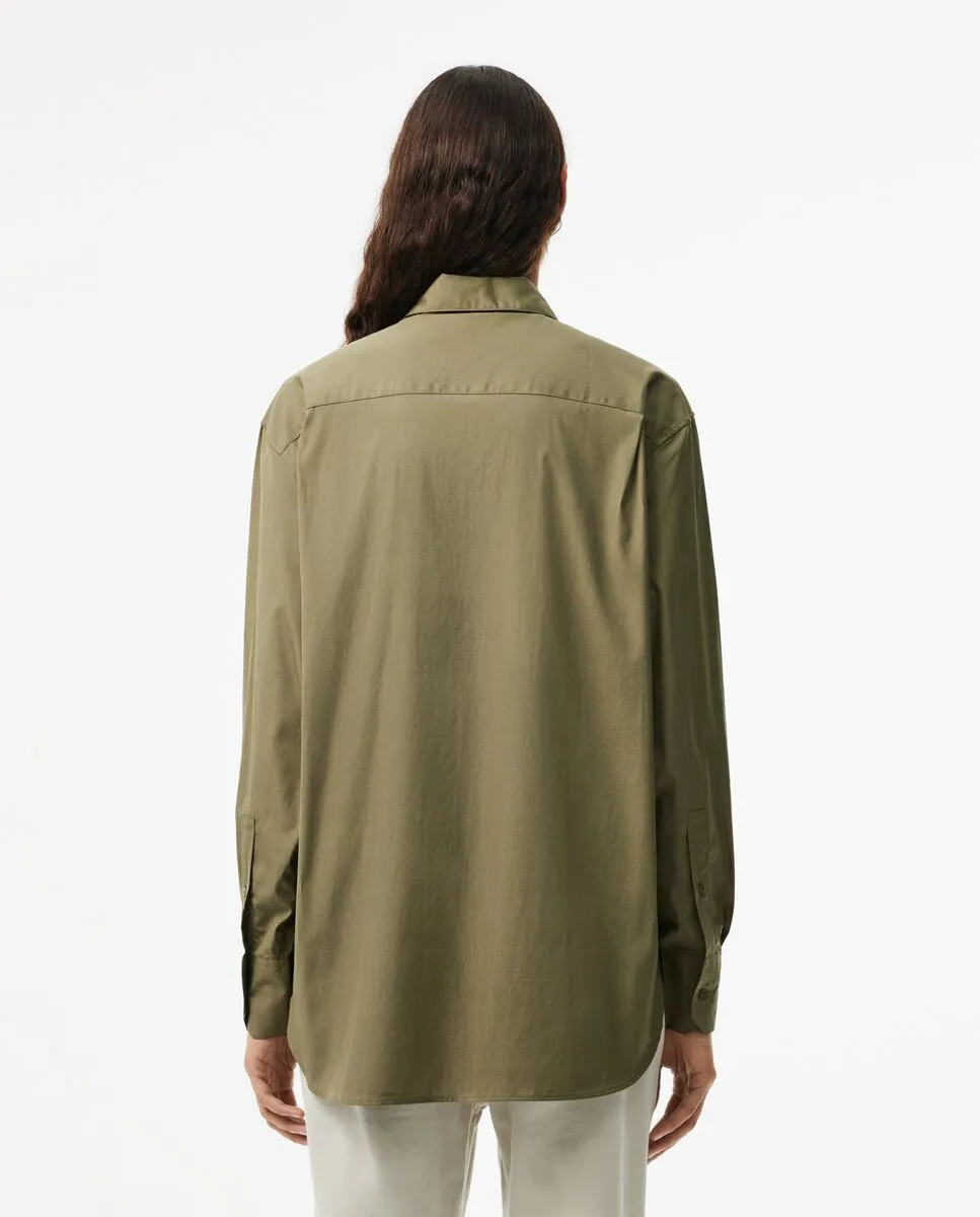 LACOSTE Oversized Poplin Shirt Green