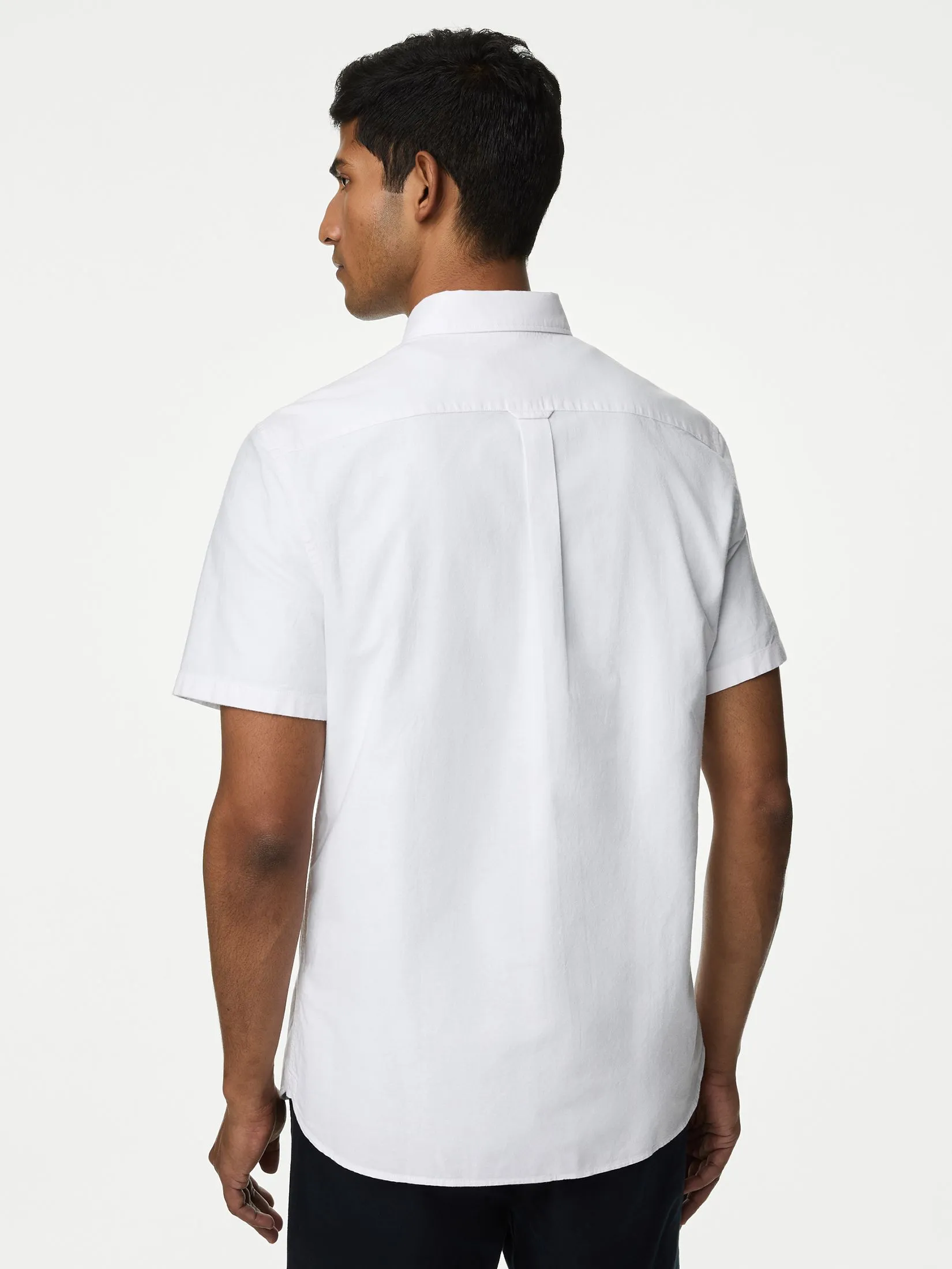 MARKS & SPENCER Men Oxford Shirt Short Sleeves Easy Iron Pure Cotton