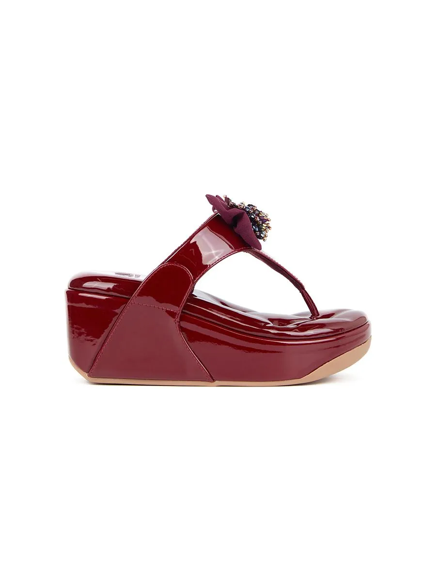 SHU WOMEN- SOFASHOES 3.5" SWEET CHIC - GLOSSY RED WINE