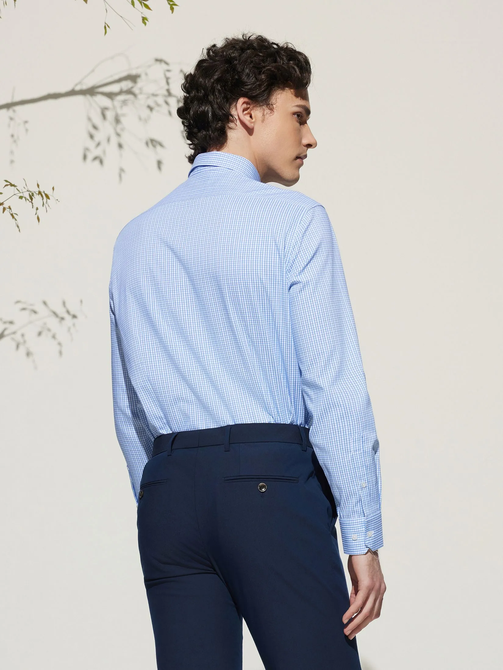 G2000 Men Clothing Non-Iron Silky Touch Check Shirt  Smart Fit - Blue