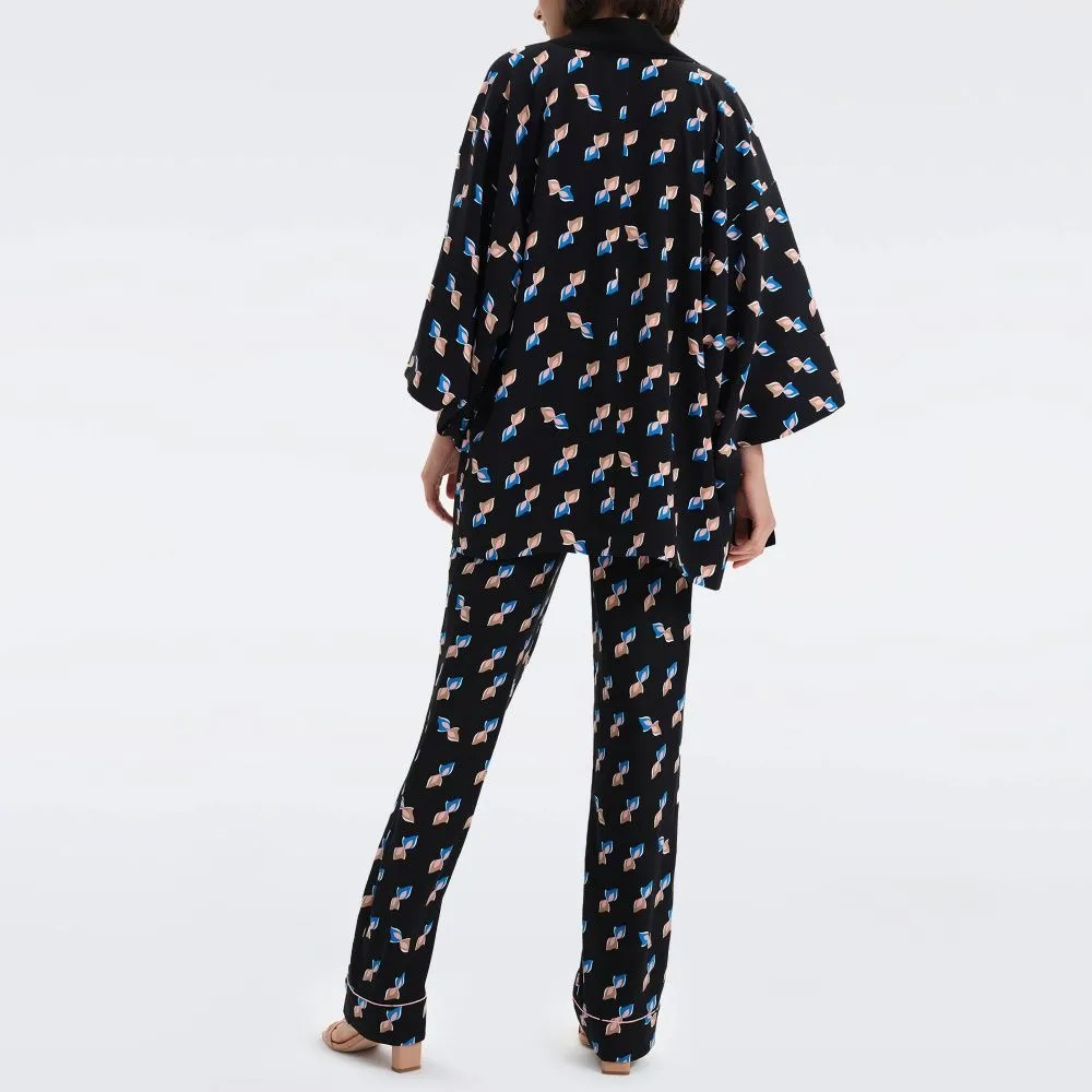 DIANE VON FURSTENBERG DVF VERONICA PANTS TWISTED GEO BLACK