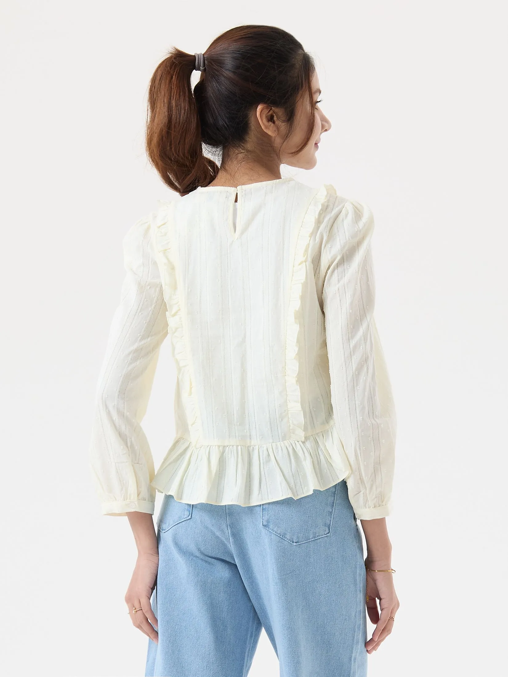EP Ruffle Blouse Woman Ivory
