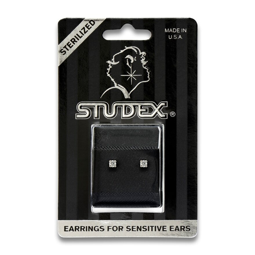 Studex Sensitive Sterilized For Sensitive Ear Stainless 3mm Cubic Zirconia