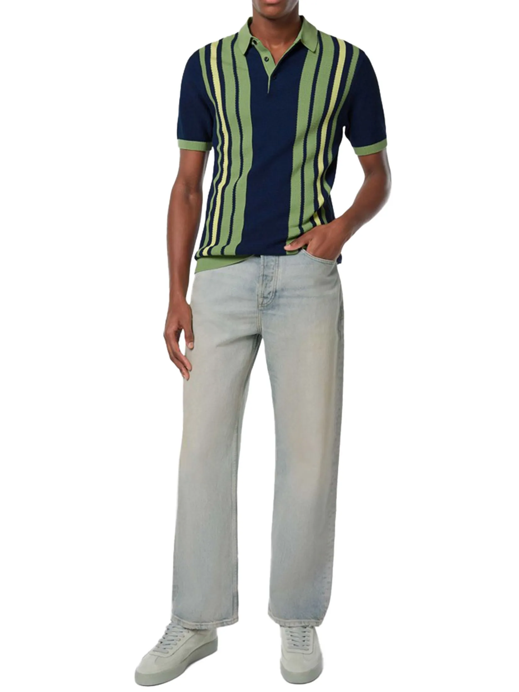 SCOTCH&SODA Men Polo Structured Knitted Regular Fit Atlantic Blue Size - L