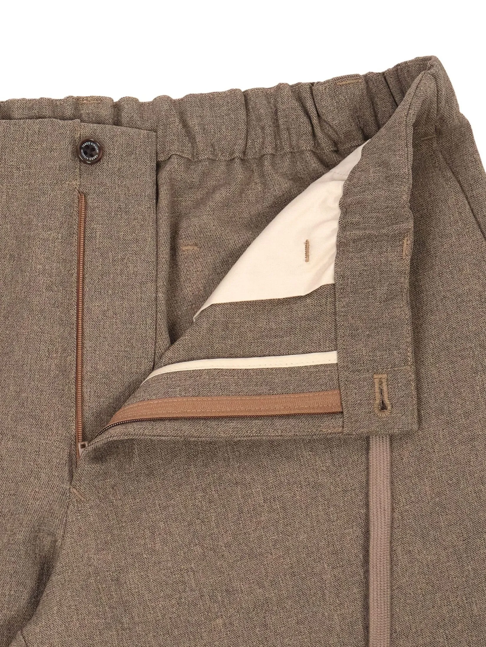 TAKEO KIKUCHI MEN BROWN DRY TWEED-LIKE EASY PANTS