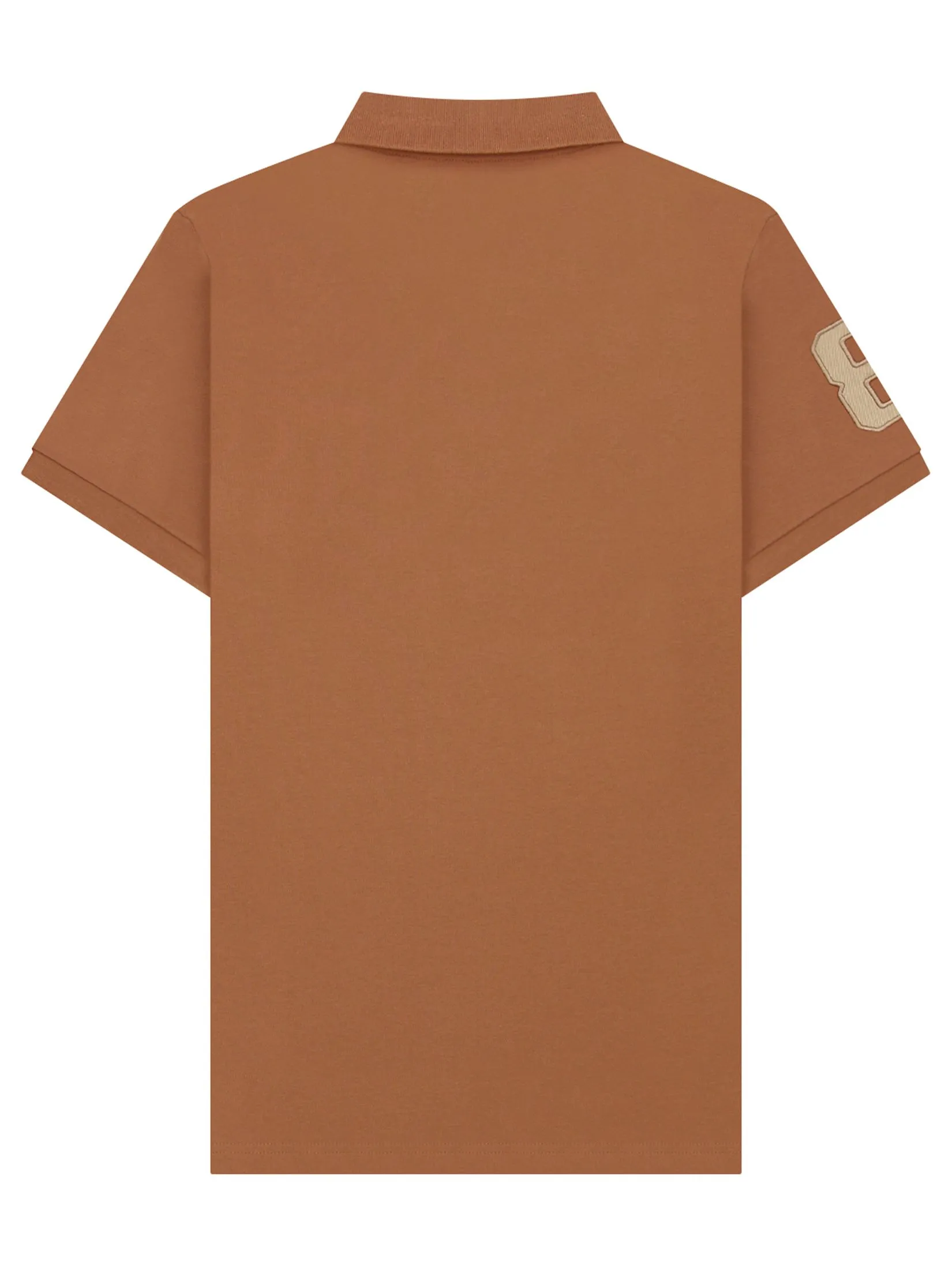 GIORDANO Men's Lycra Pique Embroidery Polo (3D Lion) Mocha bisque brown