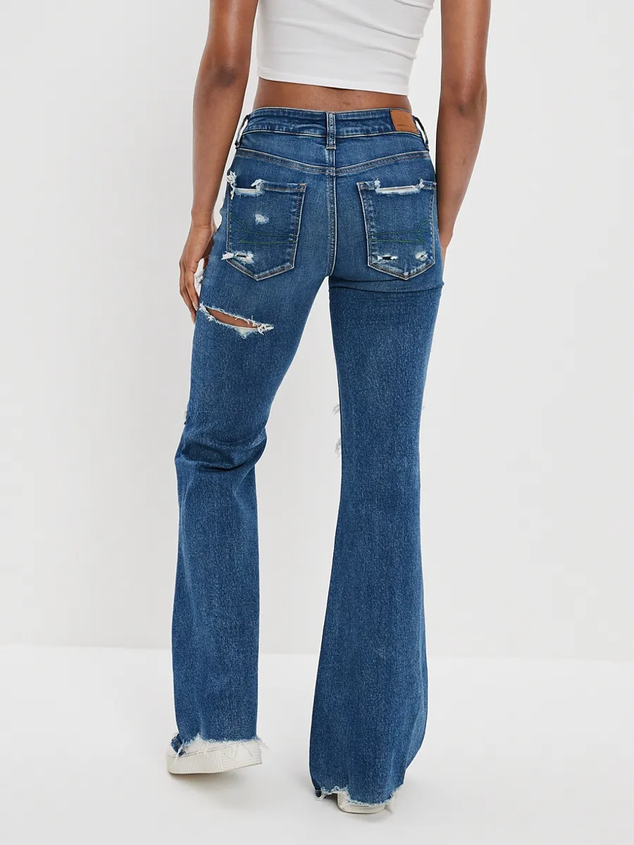 AMERICAN EAGLE FESTIVAL FLARE JEANS 832 DARKEN DESTROY