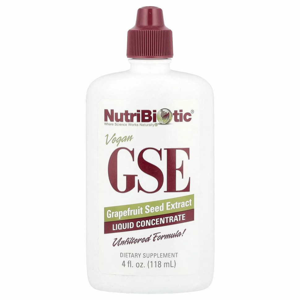NutriBiotic, веганский экстракт семян грейпфрута GSE, жидкий концентрат, 118 мл (4 жидк. унции)