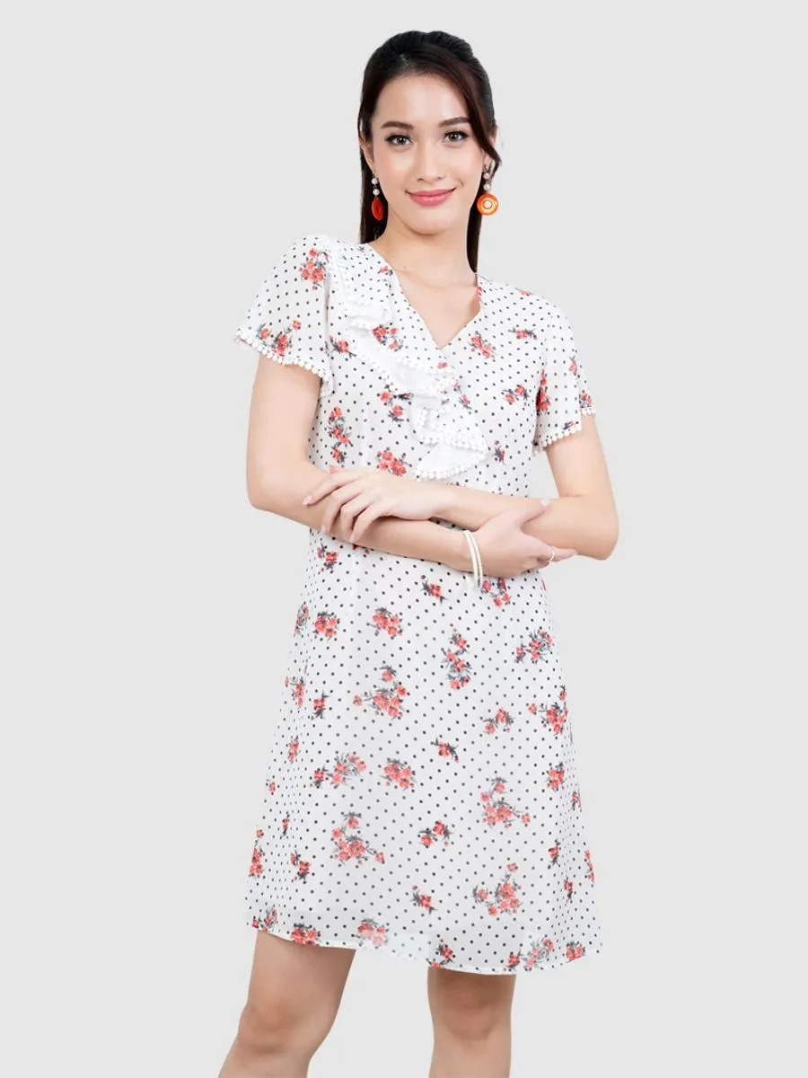 AMILA Women  Dress Chiffon Poeme Off White