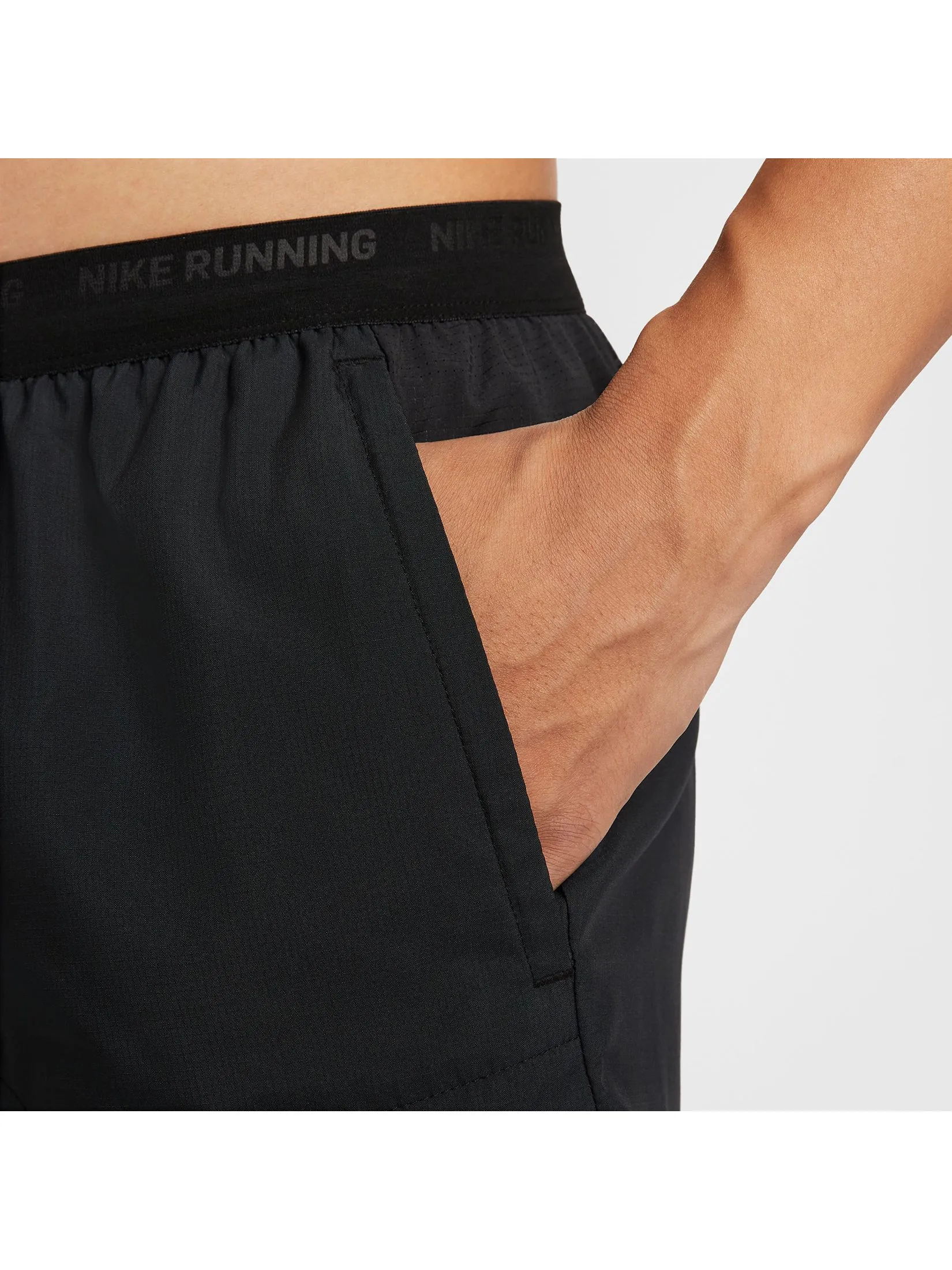 NIKE Men Running Shorts Stride Dri-Fit 5" Brief-Lined HV2133-010 Black/Bright Crimson