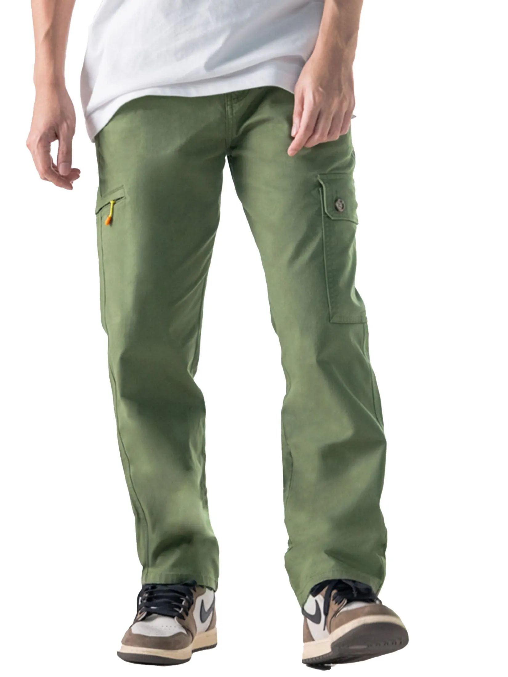 ERA-WON Men's Cargo trousers skinny crop fit Green