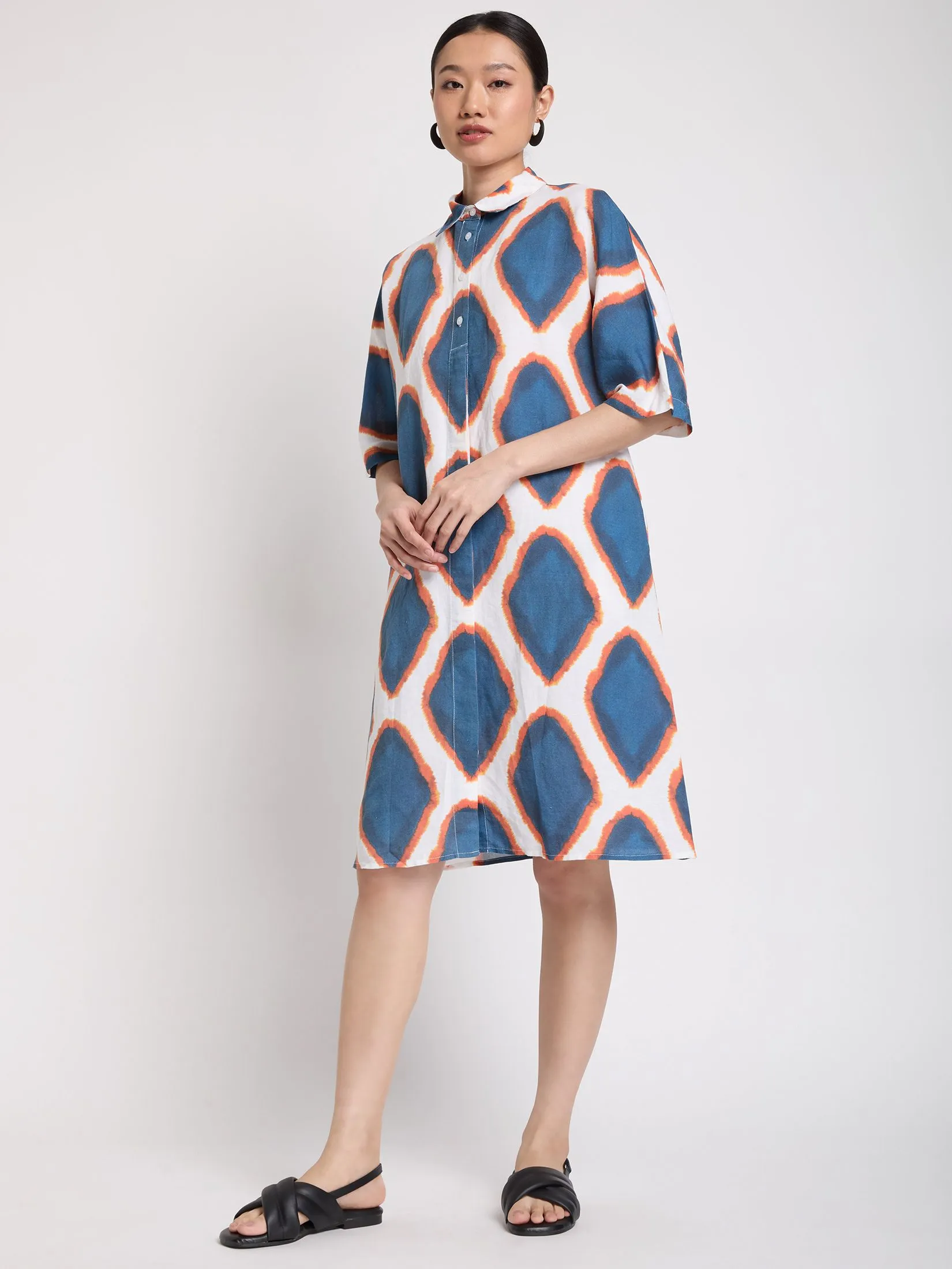 SIMPLICITY Women Midi Dress Short Sleeves Print