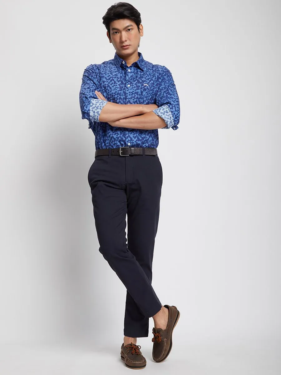 ALUMNUS Men Shirt Long Sleeves Printed Navy