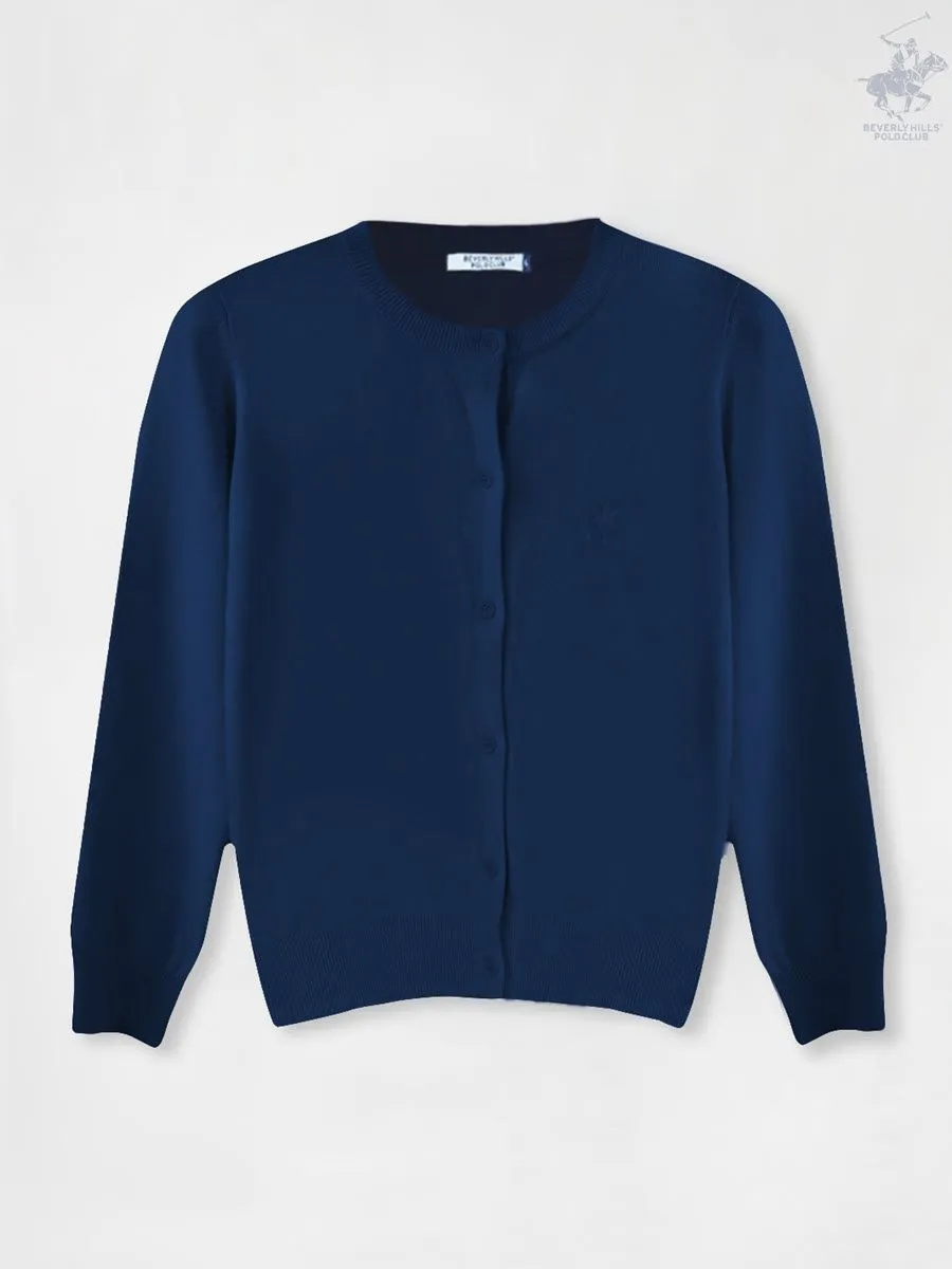 BEVERLY HILLS POLO CLUB Dark blue Long-sleeved knitted Women sweater