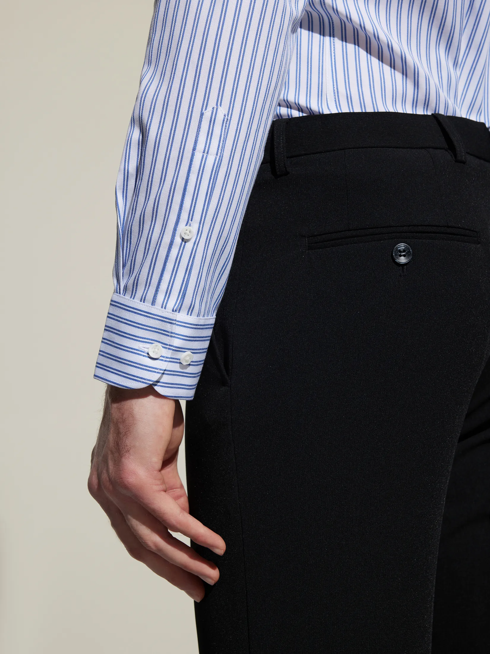 G2000 Men Clothing Non-Iron Cotton Blend Short Stripe Shirt  Smart Fit - Blue