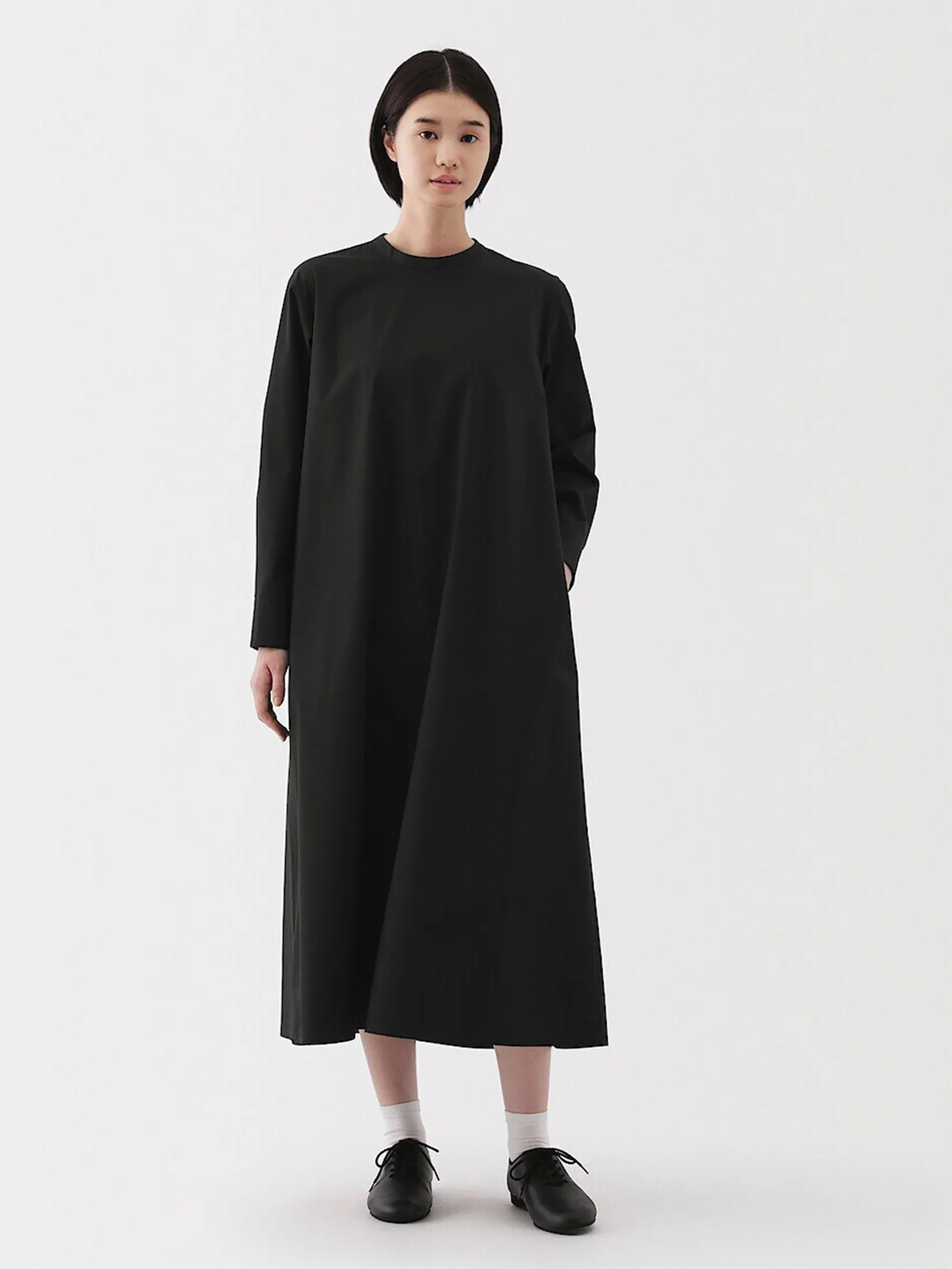 MUJI Women Dress Long Sleeve Quick Dry Broadcloth