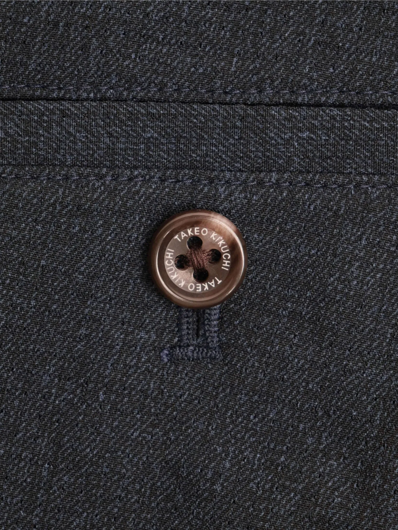 TAKEO KIKUCHI MEN NAVY CS PRIMEFLEX DOTAIR PLAIN WEAVE PANTS