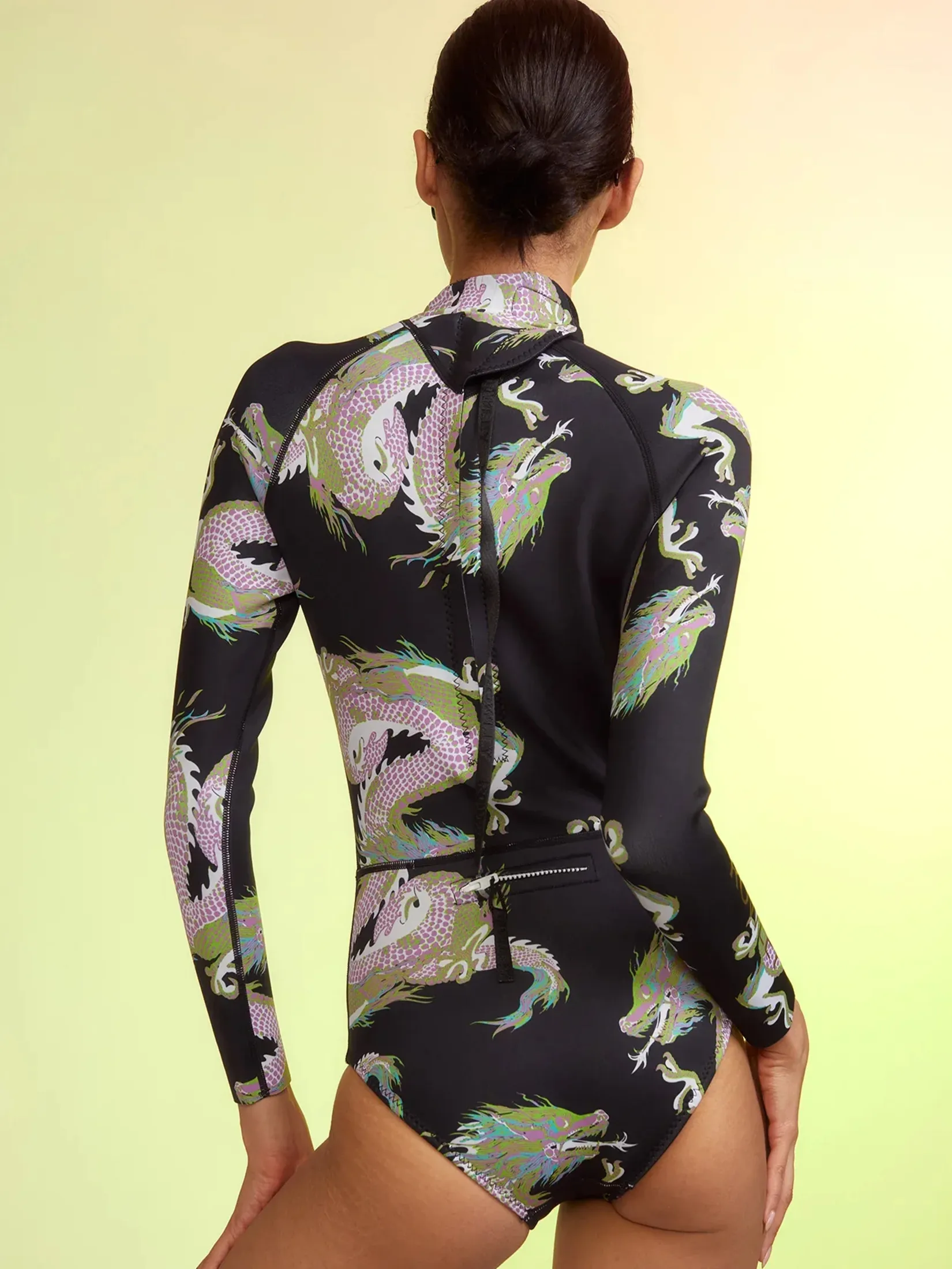 CYNTHIA ROWLEY DRAGON WETSUIT IN BLACK MULTI