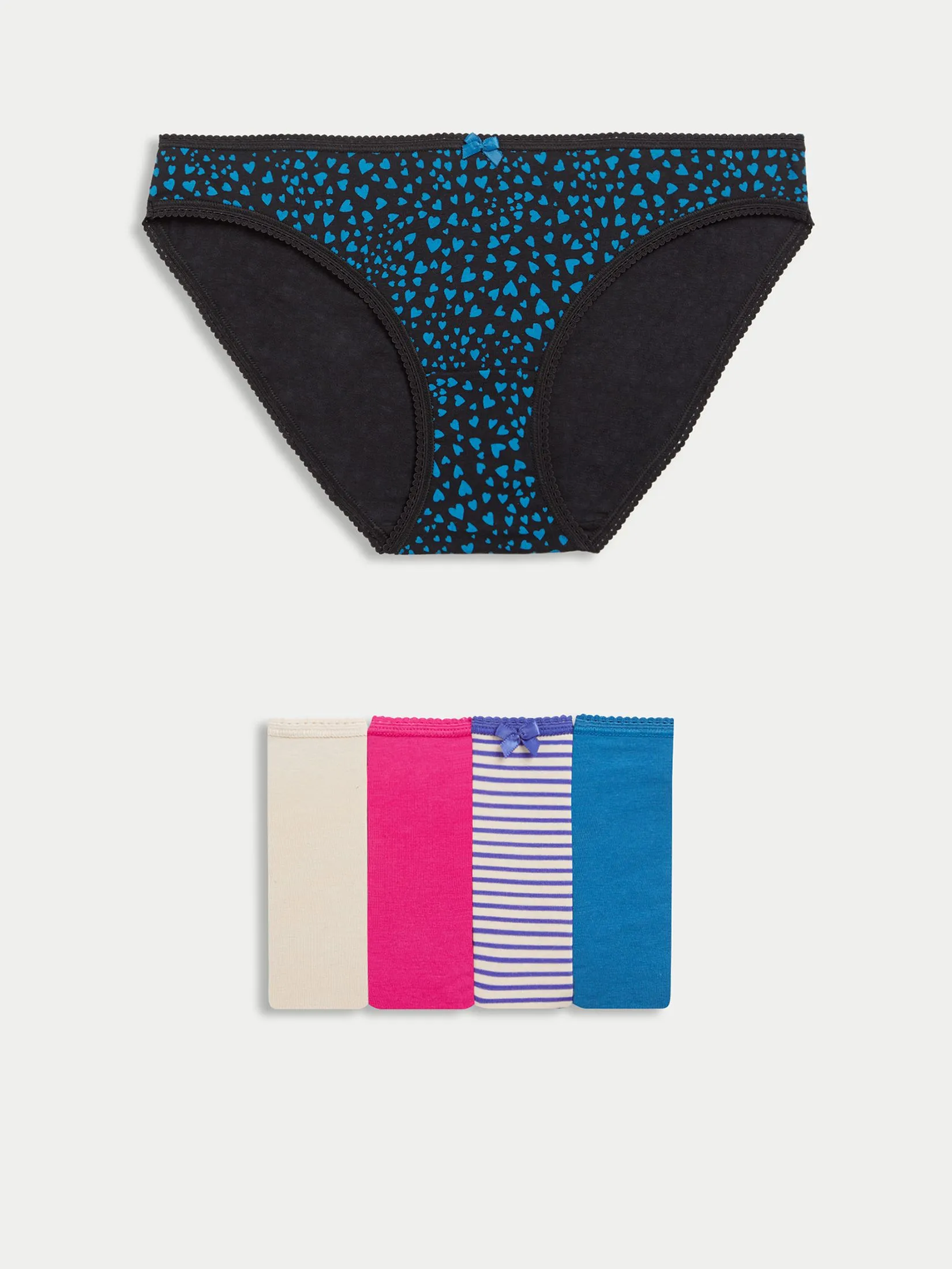 MARKS & SPENCER Women Bikini Knickers Cotton Lycra 5 Pk Multi-Color