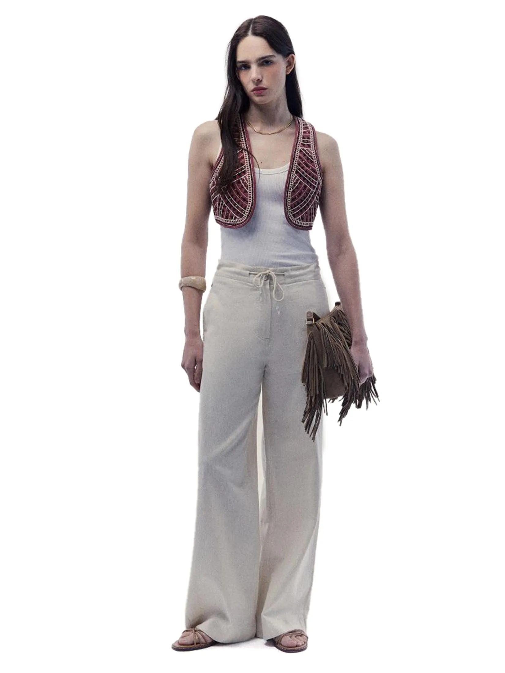 SFERA Women Trousers Linen Twill White