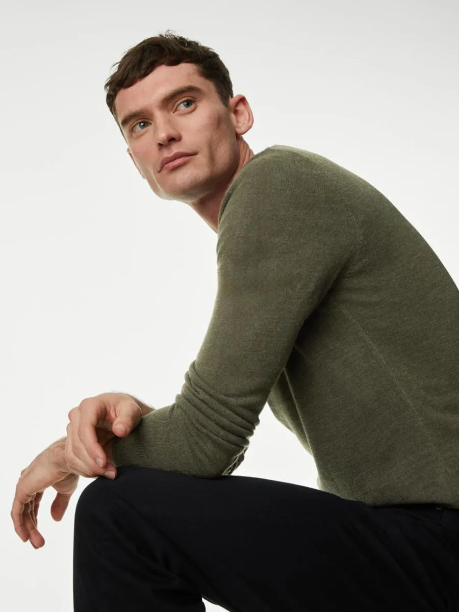MARKS & SPENCER Men Sweater Cashmilon Crew Neck Jumper