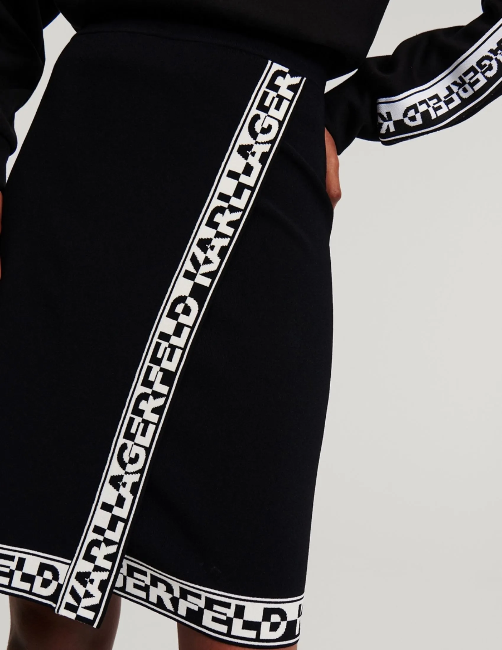 KARL LAGERFELD RTW-1 LOGO KNIT WOMEN SKIRT BLACK/WHITE