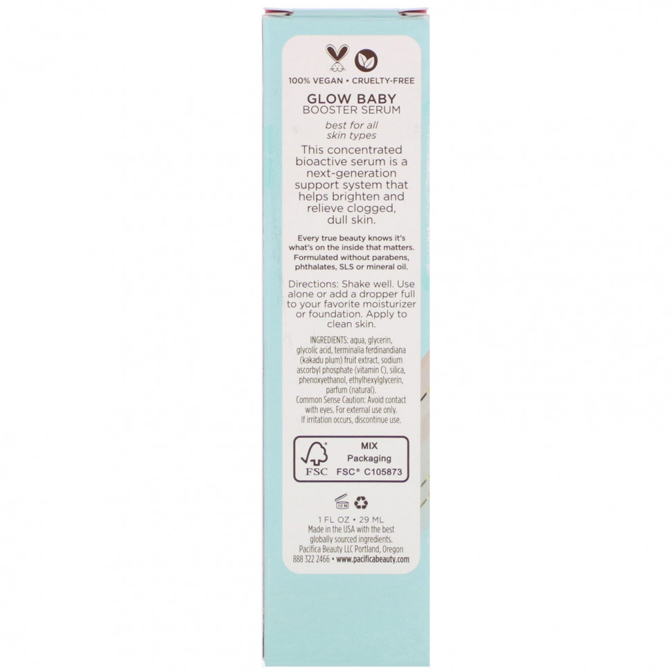 Pacifica, Glow Baby Booster, сыворотка для улучшения цвета лица, 29 мл (1 жидк. унция)